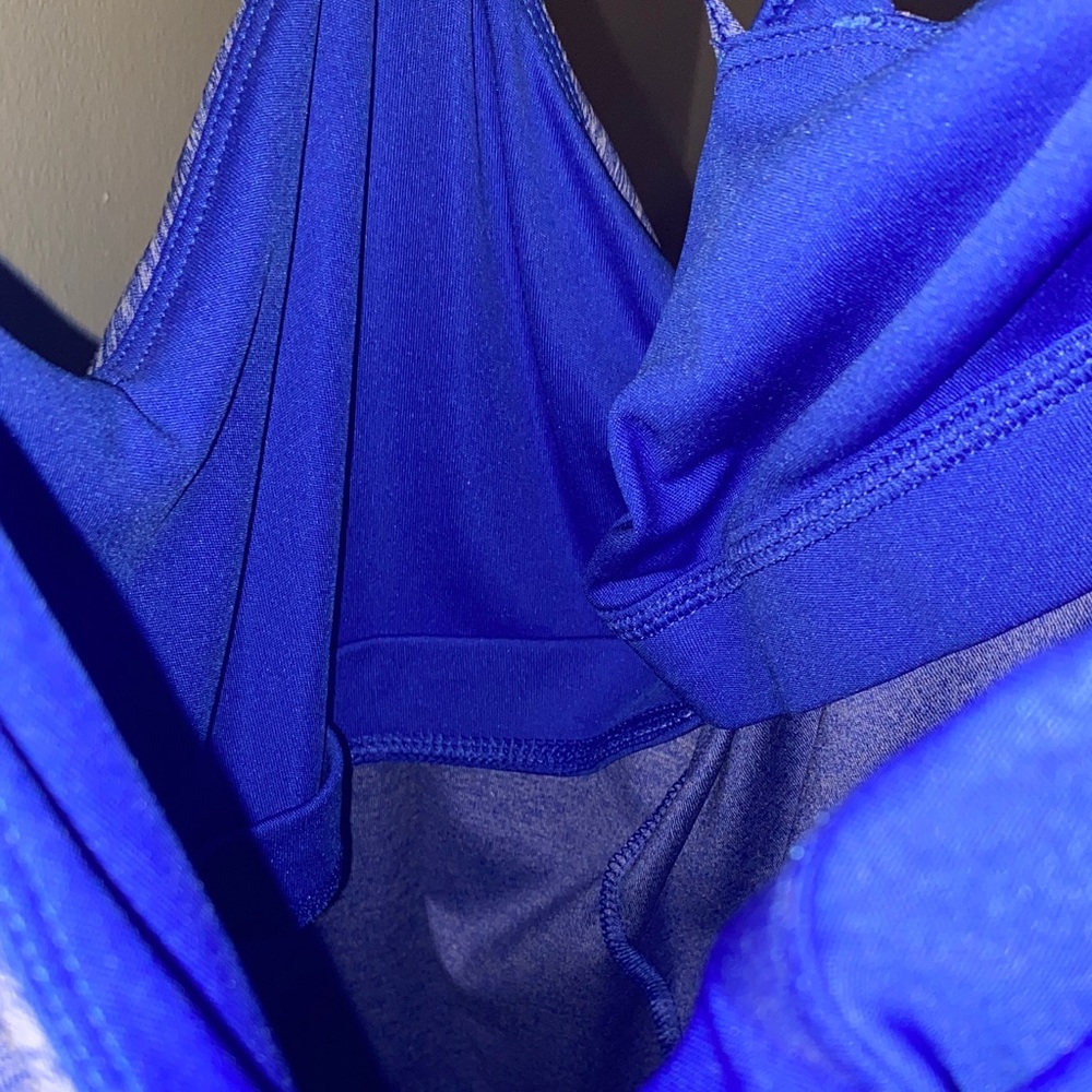 Women's Blue Athletic Tank with built in bra - Picture 5 of 7